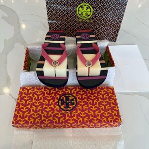 Tory Burch Striped Flip Flops